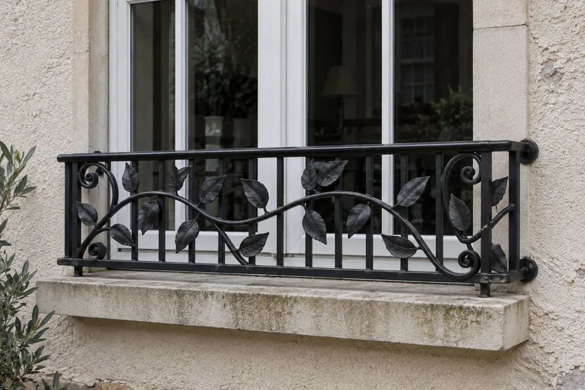Appui à feuilles rapportées en fer forgé sur mesure