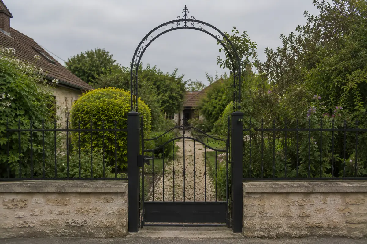 Arche avec portillon en fer forgé sur mesure