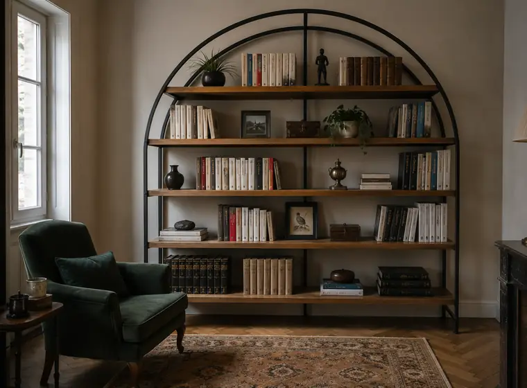 Bibliothèque en fer forgé en arche