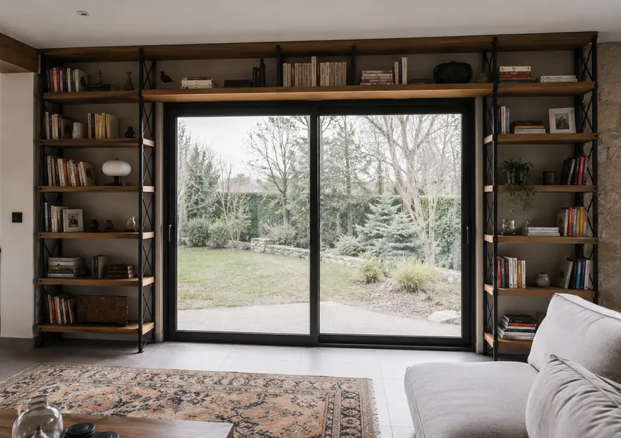 Bibliothèque sur mesure / encastrée en fer forgé sur mesure