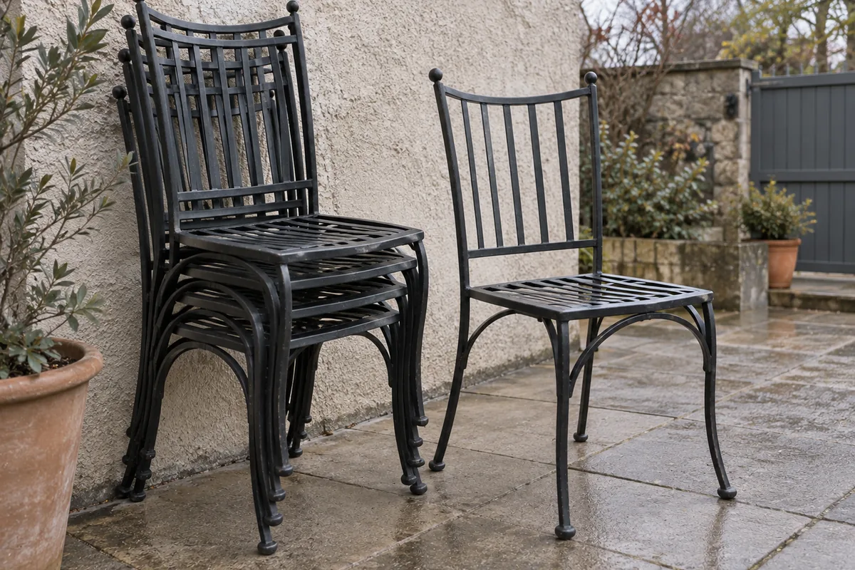 Chaise empilable en fer forgé sur mesure