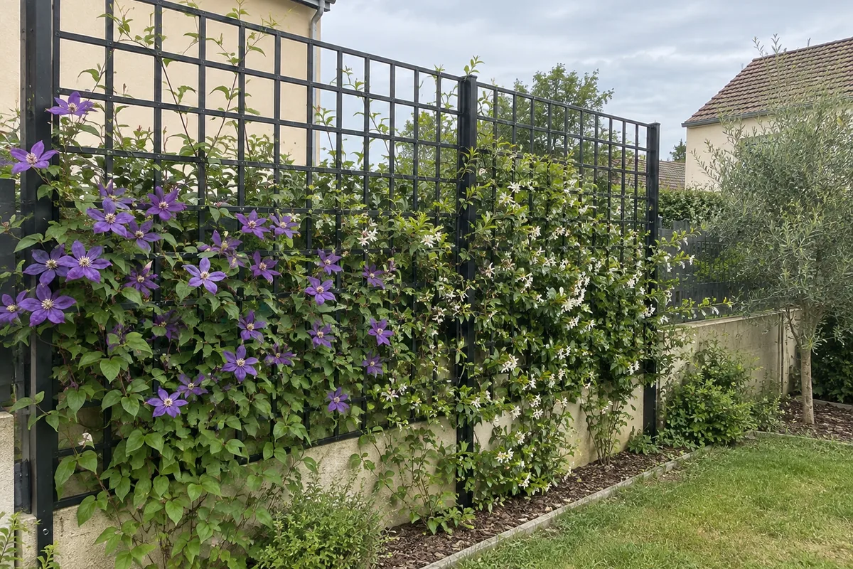 Trame pour plantes grimpantes en fer forgé sur mesure