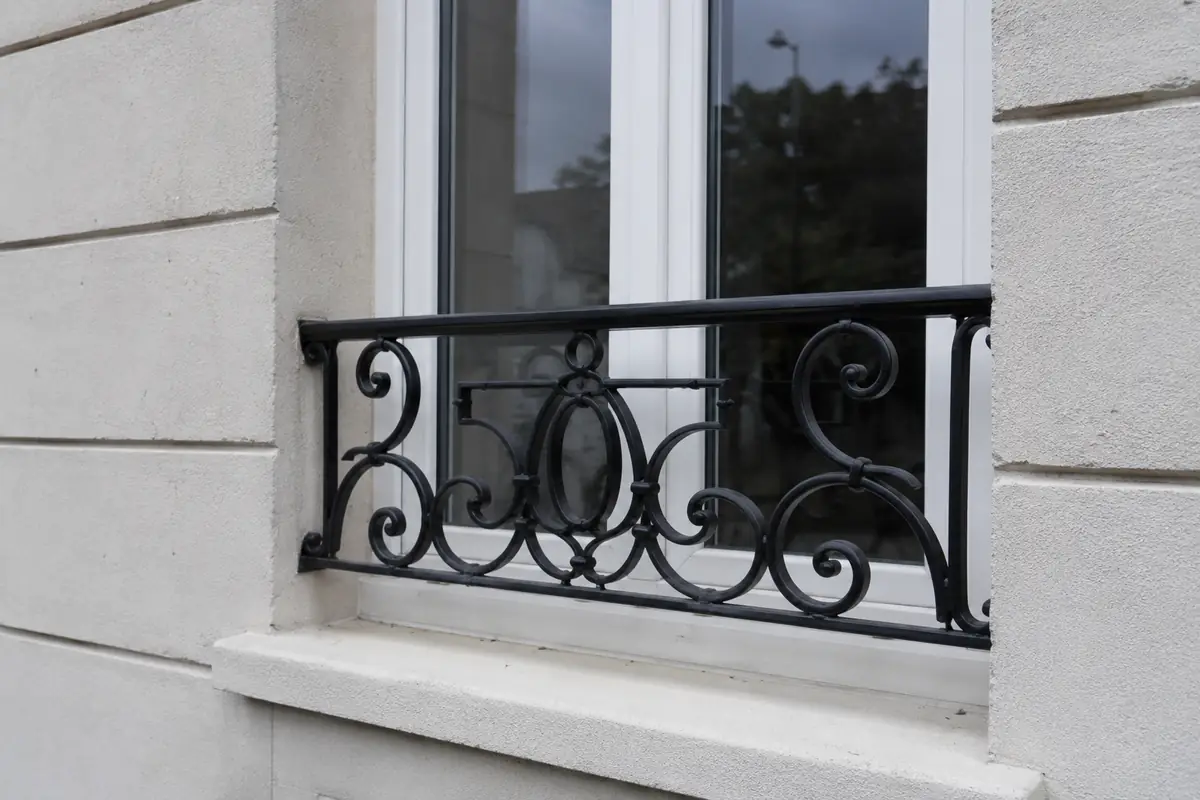 Garde-corps de fenêtre en fer forgé sur mesure