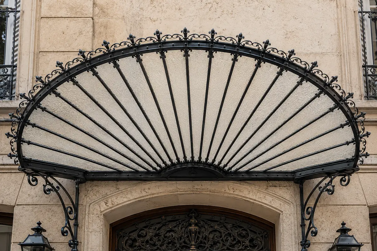 Marquise droite en fer forgé sur mesure
