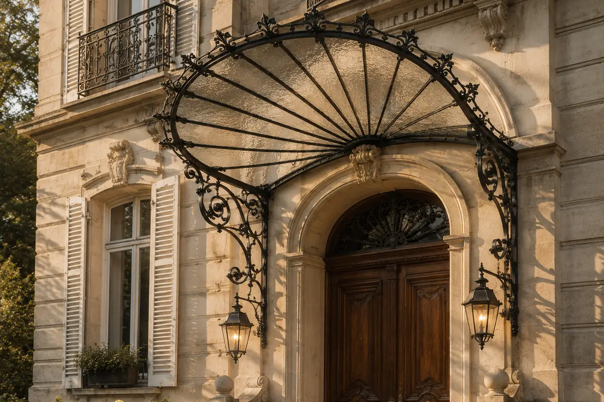 Marquise éventail (Belle Époque) en fer forgé sur mesure