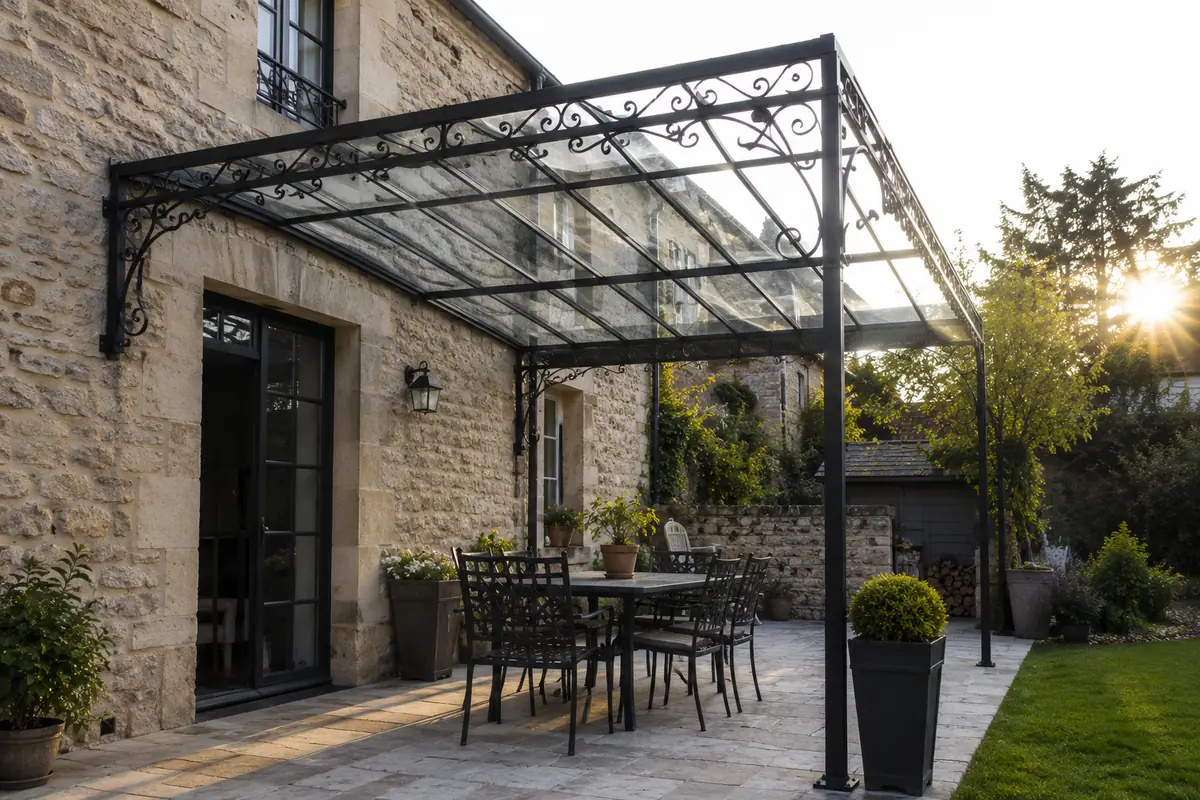 Pergola couverte en fer forgé sur mesure