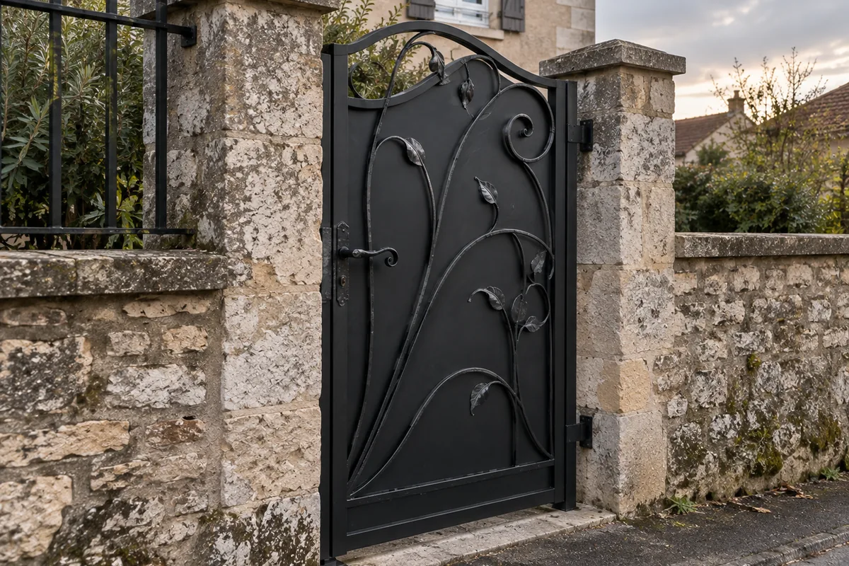 Portillon Art nouveau en fer forgé sur mesure