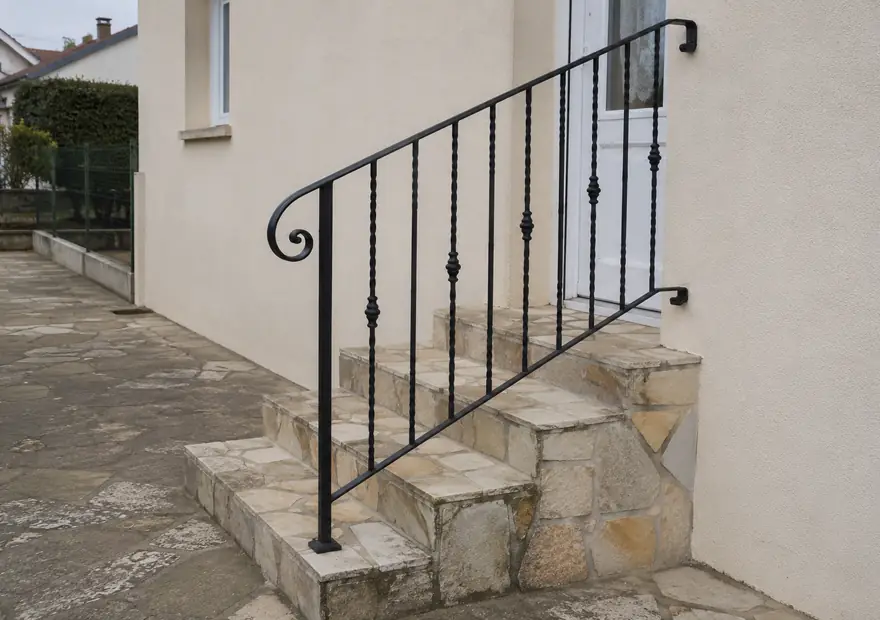 Rampe d'escalier en fer forgé sur mesure