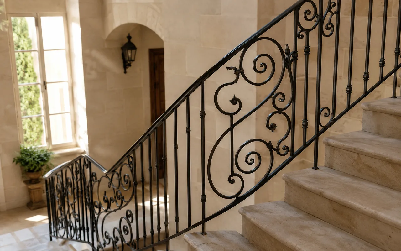 Rampes d'escalier & mains courantes en fer forgé — exemple de réalisation